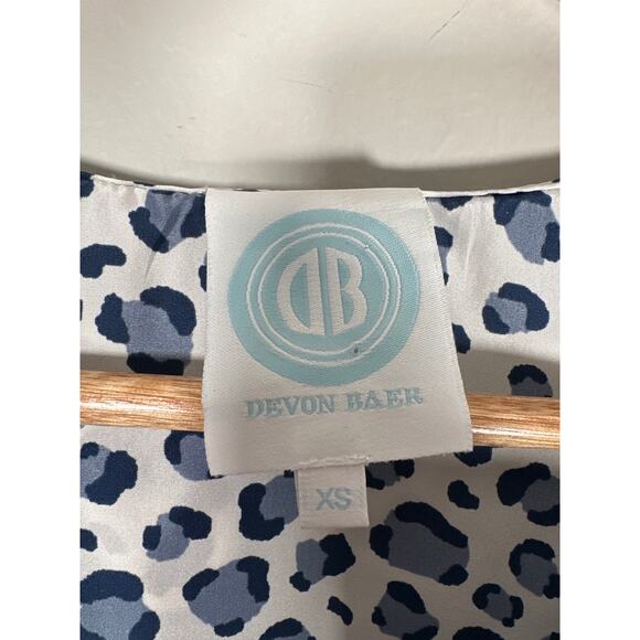 Devon Baer Womens 100% Silk Leopard Print V Neck Ruffle Blouse 3/4 Sleeve XS - Picture 8 of 10